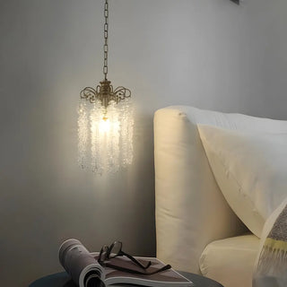 ZOWALA - Antique Bronze Chain Bedroom Clear Crystal Pendant Light Image - 2