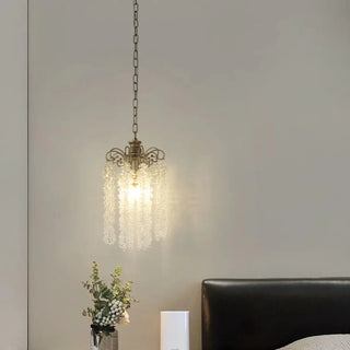 ZOWALA - Antique Bronze Chain Bedroom Clear Crystal Pendant Light Image - 3