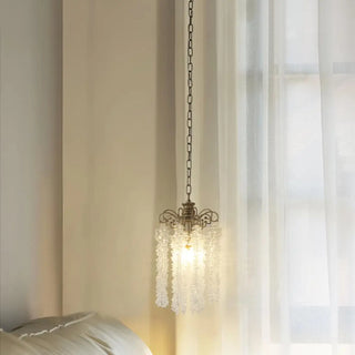 ZOWALA - Antique Bronze Chain Bedroom Clear Crystal Pendant Light Image - 4