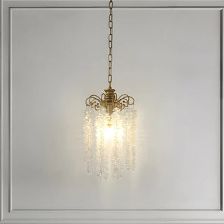 ZOWALA - Antique Bronze Chain Bedroom Clear Crystal Pendant Light Image - 6