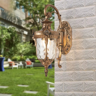 Vintage Lantern Glass Outdoor Ambient Wall Light Bronze Image - 1