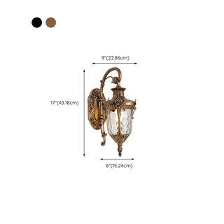 Vintage Lantern Glass Outdoor Ambient Wall Light Bronze #size