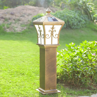 Golden Vintage Garden Post Light Landscape Lighting Zawala Image - 1