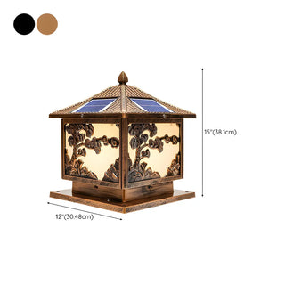 Vintage Square Carved Decor Solar Outdoor Table Lamp Zawala Image - 14