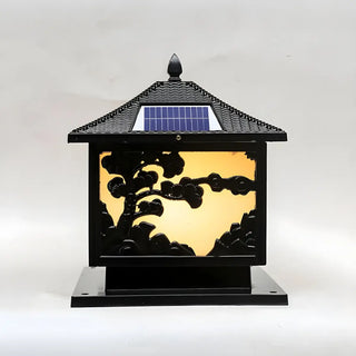 Vintage Square Carved Decor Solar Outdoor Table Lamp Zawala Image - 7