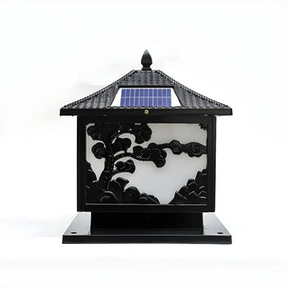Vintage Square Carved Decor Solar Outdoor Table Lamp Zawala Image - 8