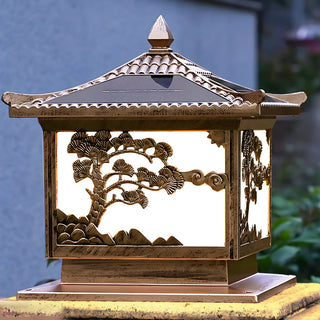 Vintage Chinese Carved Pavilion Outdoor Lantern Lamp Zawala Image - 1