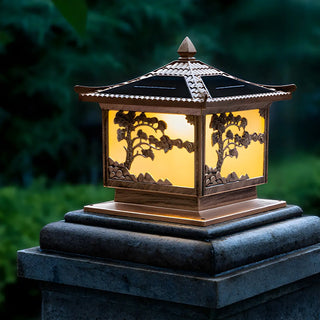 Vintage Chinese Carved Pavilion Outdoor Lantern Lamp Zawala Image - 12