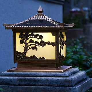 Vintage Chinese Carved Pavilion Outdoor Lantern Lamp Zawala Image - 2