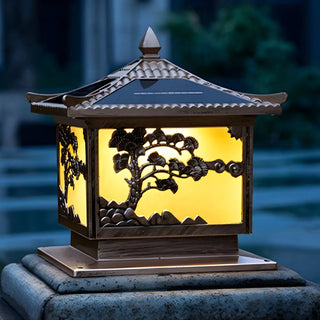 Vintage Chinese Carved Pavilion Outdoor Lantern Lamp Zawala Image - 3