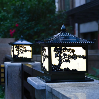 Vintage Chinese Carved Pavilion Outdoor Lantern Lamp Zawala Image - 4