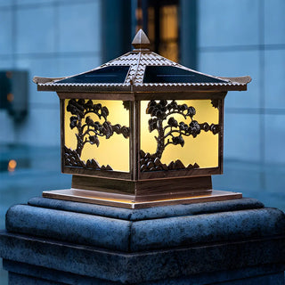 Vintage Chinese Carved Pavilion Outdoor Lantern Lamp Zawala Image - 5
