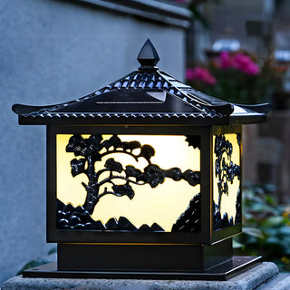 Vintage Chinese Carved Pavilion Outdoor Lantern Lamp Zawala Image - 6