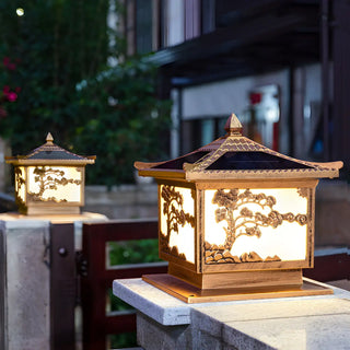Vintage Chinese Carved Pavilion Outdoor Lantern Lamp Zawala Image - 7