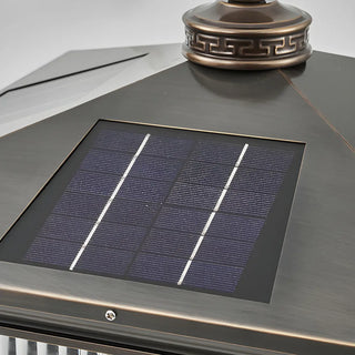 Square Vintage Glass Solar Metal Outdoor Post Lamp Zawala Image - 11
