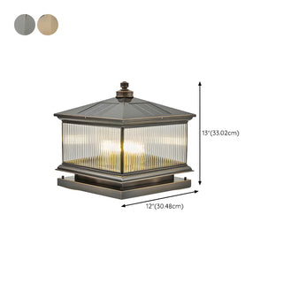 Square Vintage Glass Solar Metal Outdoor Post Lamp Zawala Image - 14