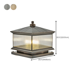Square Vintage Glass Solar Metal Outdoor Post Lamp Zawala Image - 17