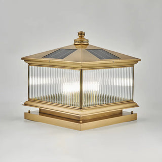 Square Vintage Glass Solar Metal Outdoor Post Lamp Zawala Image - 3