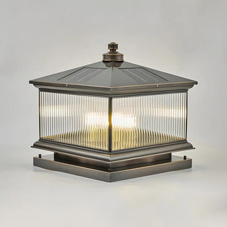 Square Vintage Glass Solar Metal Outdoor Post Lamp Zawala Image - 4