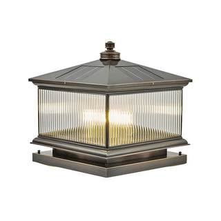 Square Vintage Glass Solar Metal Outdoor Post Lamp Zawala Image - 7