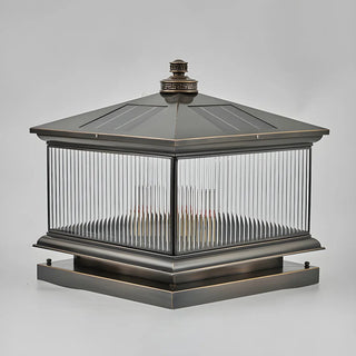 Square Vintage Glass Solar Metal Outdoor Post Lamp Zawala Image - 8