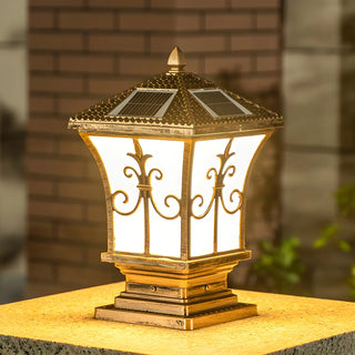 Classic Vintage Bronze Solar Outdoor Lantern Post Light Zawala Image - 1