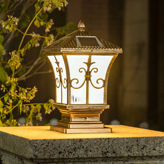 Classic Vintage Bronze Solar Outdoor Lantern Post Light Zawala Image - 3