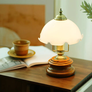Modern Dome Flower Shade Metal Base Bedroom Table Lamp Zawala Image - 1