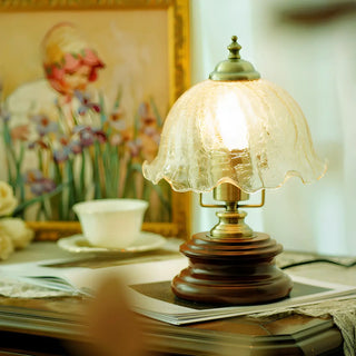 Modern Dome Flower Shade Metal Base Bedroom Table Lamp Zawala Image - 2