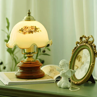 Modern Dome Flower Shade Metal Base Bedroom Table Lamp Zawala Image - 3