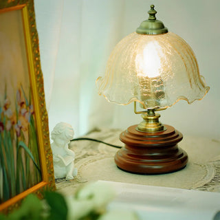 Modern Dome Flower Shade Metal Base Bedroom Table Lamp Zawala Image - 5