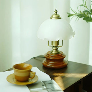 Modern Dome Flower Shade Metal Base Bedroom Table Lamp Zawala Image - 8