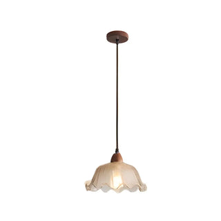 ZOWALA - Vintage Ruffled Glass Dining Room Flower Pendant Light Image - 17