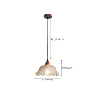 ZOWALA - Vintage Ruffled Glass Dining Room Flower Pendant Light #size