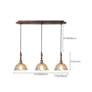 ZOWALA - Vintage Ruffled Glass Dining Room Flower Pendant Light Image - 19