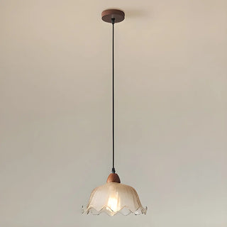 ZOWALA - Vintage Ruffled Glass Dining Room Flower Pendant Light Image - 4