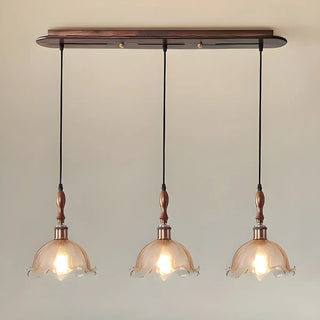 ZOWALA - Vintage Ruffled Glass Dining Room Flower Pendant Light Image - 5