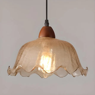 ZOWALA - Vintage Ruffled Glass Dining Room Flower Pendant Light Image - 6