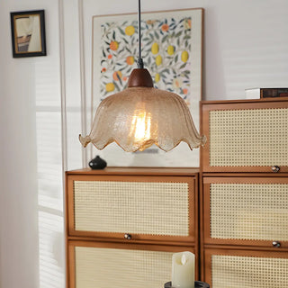 Vintage Floral Glass Pendant Light for Cozy Living Room Zawala Image - 2