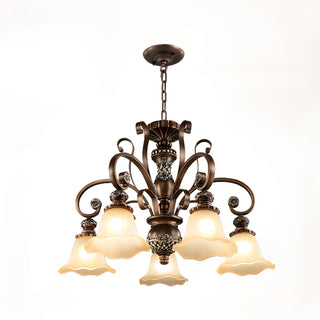 Classic Bronze Bell Matte White Glass Chandelier Zawala Image - 10