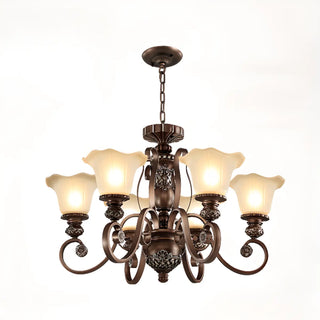 Classic Bronze Bell Matte White Glass Chandelier Zawala Image - 11