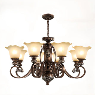 Classic Bronze Bell Matte White Glass Chandelier Zawala Image - 12