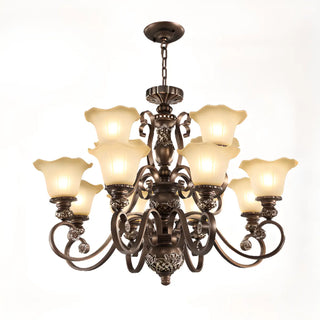Classic Bronze Bell Matte White Glass Chandelier Zawala Image - 14