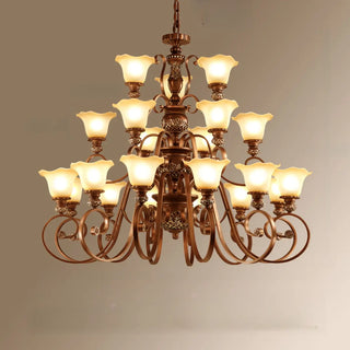 Classic Bronze Bell Matte White Glass Chandelier Zawala Image - 15