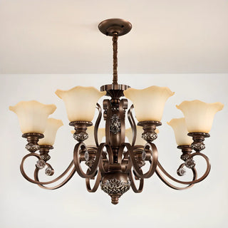 Classic Bronze Bell Matte White Glass Chandelier Zawala Image - 16