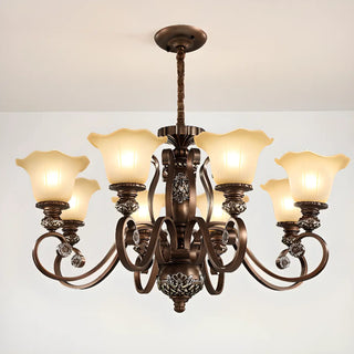 Classic Bronze Bell Matte White Glass Chandelier Zawala Image - 17