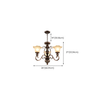 Classic Bronze Bell Matte White Glass Chandelier Zawala #size