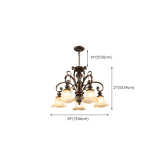 Classic Bronze Bell Matte White Glass Chandelier Zawala Image - 24