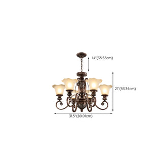 Classic Bronze Bell Matte White Glass Chandelier Zawala Image - 25
