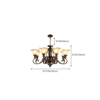Classic Bronze Bell Matte White Glass Chandelier Zawala Image - 26
